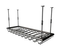 KKTX Partita de Vino Colgante con Soporte y Estante de Vidrio, Barra de Techo de Metal Ajustable Rejilla de Vidrio de Vino, Vino Industrial montado en la paredBlack,100cm