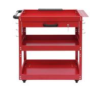 KKVUIIFF - Carro de taller de 3 pisos con 4 ruedas universales, capacidad de carga de hasta 250 kg, para mantenimiento de coches, almacenes, garajes (rojo)