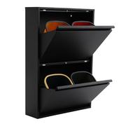 KKVUIIFF Cubo de basura para cocina, sistema de separación de basura con 4 compartimentos, cubo de basura, 4 piezas de 15L, clasificador de basura, 56 x 24.5 x 91 cm (Negro)