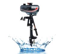 KKVUIIFF Motor fueraborda de 3,5 CV, motor de gasolina, motor fuera de borda de 2 tiempos, motor de barco, refrigerado por agua y refrigerado por aire, eje corto, para barcos de pesca, yates o kayaks