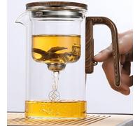 KKwercv Tetera mágica con infusión, control de presión de arte de bruja 2 en 1 para té suelto, con mango de madera y vidrio de bruja