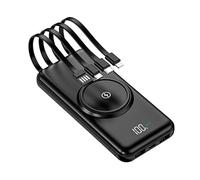 KLACK Batería Externa 10000 mAh con Carga Inalámbrica Qi | 6 Dispositivos a la Vez, Cables Integrados, Pantalla LED Digital, USB-C, Lightning, MicroUSB, Recarga en 3-5 Horas