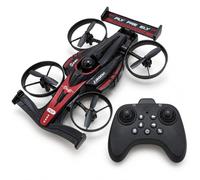 KLACK Dron Coche Volador RC 2 en 1, Negro y Rojo | Mando 2,4 GHz, Volteretas 360°, 3 Niveles de Velocidad, Carga USB, Hélices con Protectores