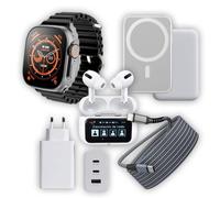 Klack Kit Essential para iPhone Premium Smartwatch, Cargador, Auriculares, Powerbank y Cables