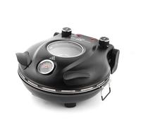 Klaif Horno Pizza Electrico, Termómetro Visible & Ventana de Vidrio, 4 Minutos Horno de Pizza con Piedra Cerámica de 31cm, 5 Ajustes de Temperatura Máx 420°C, 1200W Negro