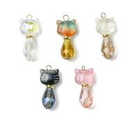 Klaisy 5 unidades/8 dijes de gatos para hacer joyas, elegantes colgantes de animales de colores mezclados para hacer llaveros, accesorios de decoración, talla única, como se describe, como se describe
