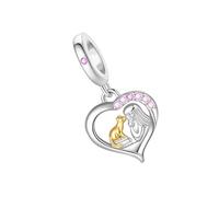 Klaisy Colgante en forma de corazón con forma de gato, pata, cachorro, tortugas, dije de plata inspirado en mascotas, joyería delicada para entusiastas de los animales, joyería de amistad, talla única