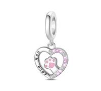Klaisy Colgante en forma de corazón con forma de gato, pata, cachorro, tortugas, dije de plata inspirado en mascotas, joyería delicada para entusiastas de los animales, joyería de amistad, talla única