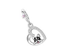 Klaisy Colgante en forma de corazón con forma de gato, pata, cachorro, tortugas, dije de plata inspirado en mascotas, joyería delicada para entusiastas de los animales, joyería de amistad, talla única
