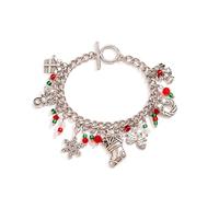Klaisy Delicadas pulseras temáticas navideñas con cuentas elásticas y elegantes motivos navideños para mujer, accesorios de fiesta de Navidad, talla única, como se describe