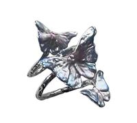 Klaisy Elegantes anillos de mariposa de banda abierta con efecto de cambio de color, accesorios de uso diario, ajustable y abierto