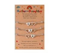 Klaisy Juego de 3 pulseras resistentes de acero inoxidable con corazón y estrella de sol portátiles para una conexión única para padres e hijos, uso diario