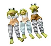 Klaisy Paquete de 3 figuras de resinas de ranas sin ver hablar y oír sentado, estatuas para decoración del hogar, jardines, esculturas de ranas caprichosas