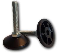 KLAMA 4 patas niveladoras de altura regulable: patas de acero galvanizado para muebles con tuerca soldada y base de plástico (diámetro de la base: 48 mm, M8 x 90 mm)