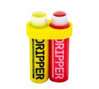 KLAMOTTEN STORE Lápices de barniz - 2 rotuladores con herramienta - Double Trouble Dripper - Punta redonda de 18 mm - permanente - Amarillo - Rojo