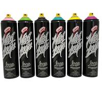 KLAMOTTEN STORE Late Night Action Pack Maxi Loop - Juego de 6 botes de 600 ml, color rosa, rosa, amarillo, negro, turquesa, verde - Spray de pintura nitro acrílico, alta opacidad, incluye tapas de