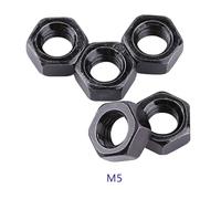Klanata 100pcs m4 hilo hexagonal kit de tuercas hexagonales acero de carbono plateado de zinc negro para sujetador de máquina (M5)