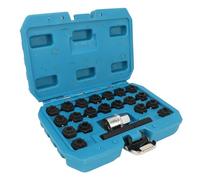 Klanata 22pcs Kit de extracción de bloqueo de rueda, Tuerca de tuerca y llave de bloqueo con 20 enchufes y 1/2 pulgada (85 mm) Adaptador, Herramienta de extracción universal de