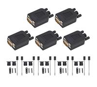 Klanata 5 Juegos de Conector de Puerto Serie DB9 RS232 Macho con Carcasa de Polipropileno y Sujetadores de Montaje compatibles con computadoras, máquinas de códigos de Barras e