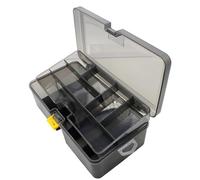 Klanata Caja de Cebo de Pesca de Doble Capa con partición extraíble - Almacenamiento de Aparejos de plástico Transparente Gris para anzuelos y Equipo - Caja de Almacenamiento de Equipo de