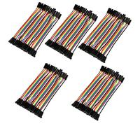 Klanata Juego de 5 Cables de Puente Hembra a Hembra Cable Plano de 40 Pines de 11,5 cm de Longitud para Pruebas de circuitos de Placa de Pruebas y creación de prototipos Componentes de