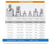 Klanata Juego de adaptadores y reductores de dados de impacto de 6 piezas - Manguitos de conversión de acero de vanadio con junta universal para destornilladores de impacto y llaves de