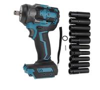 Klanata Juego de llave de impacto inalámbrica sin escobillas de 1/2 pulgada con torque de 810 Nm y vasos de 10 a 19 mm, configuraciones de velocidad de 1500 a 3500 IPM, compatible con