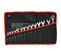 Klanata Juego de llaves combinadas de 14 piezas con rango de tamaño de 8 a 24 mm, construcción de acero grado 35 tratado térmicamente y acabado cromado, kit de llave de doble cabeza para