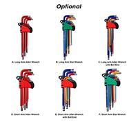 Klanata Juego de llaves hexagonales métricas de 9 piezas con extremo de bola - Llaves Allen de acero al cromo vanadio de brazo largo - Tratado térmicamente 60HRC - Kit de herramientas de