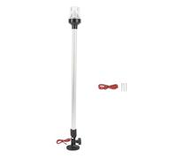 Klanata Luz de ancla de barco de 24 pulgadas, poste de popa LED redondo de 360 grados, visibilidad de 2 NM, luz de navegación giratoria ajustable de 180 grados con base de aleación de (Negra)