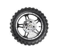 Klanata Rueda Trasera Completa 2.5-10 con Neumático para Dirt Bike Mini Moto, Eje 12mm Llanta Freno Disco Ancho 65mm Goma Metal Alto Agarre