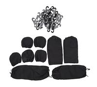 Klanata Universal Full Set Car Seat Covers, Breathable Soft Cloth Fabric with Headrest Covers - Easy Install for Most Cars, Black