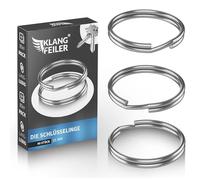 Klangfeiler® 80 Anillas para llaveros - 25 mm - Argollas para llaveros - Acero resistente