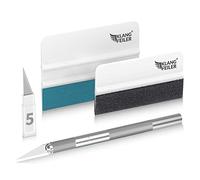 Klangfeiler® Kit espátula vinilo - Espátula para vinilo - Con cuchillo y 5 hojas - Para coche y ventanas