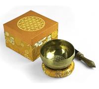 Klangschalen-Set mit Gravur Blume des Lebens Größe L: Traditionelle Klangschale mit Gravur Blume des Lebens