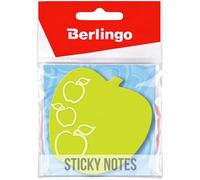 Klangwelt - Berlingo Bloc de notas adhesivas, 70 x 70 mm, 1 bloc, 50 hojas por bloc, notas adhesivas para notas y listas de tareas, serie manzana, colores neón, verde