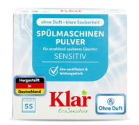 Klar EcoSensitive® Polvo para lavavajillas SENSITIV, 1,375 kg, sin | Detergente para lavavajillas en polvo - Polvo para platos limpios - sabor neutro, certificado ECOCERT y vegano