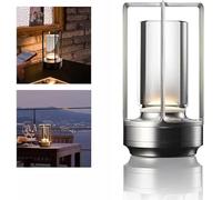 Klarako Lámpara de linterna de cristal, Lámpara de cristal Lumisom, Lámpara de linterna de cristal Lumisom, Lámpara LED inalámbrica con control táctil, Lámpara de mesa de metal Lámpara de mesita de no