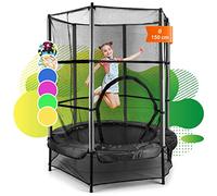 Klarfit Cama Elástica Niños con Red de Protección, Cama Elastica Exterior/Interior, Antideslizante, Juegos Niños, Recomendado para Edades Entre 3-6 Años, 160 cm