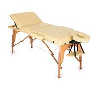 Klarfit MT 500 - Camilla Masaje Plegable, 210cm, 200 kg, Ligera de Fácil Transporte, Altura Regulable, Respaldo inclinable, apoyacabezas y reposabrazos extraíbles, Banco Masaje Profesional, Beige