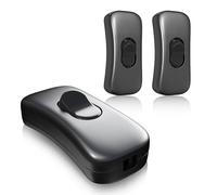 Klarlight 3 piezas Interruptor de Cable en Línea Torpedo, para Cables de 2 y 3 Hilos, con Rocker Encendido/Apagado Cable de Conexión de 250V 2A, para Electrodomésticos Lámpara de Sobremesa, Negro