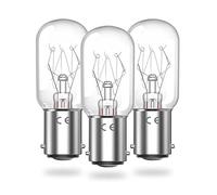 Klarlight Bombilla de bayoneta 15W, B15 Bombilla para máquina de coser regulable, T22 Pequeña bombilla de bayoneta para máquina de coser, luz nocturna, AC220-240V, blanco cálido 2700k (paquete de 3)