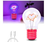 Klarlight Bombillas de Neón en Forma de Corazón, Lámparas de Mesa Rosas Portátiles Recargables, Faros de Cama de Bombillas de Amor Para Decoración de San Valentín, Regalos, Iluminación Románticas
