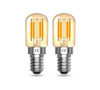Klarlight Bombillas LED E14 Ámbar Retro 2W Bombillas LED, Blancas Suaves y Cálidas 2200K, Bombillas E14 SES de Tornillo Pequeño, Bombillas de Vidrio Tubulares, 15W Equivalentes, 2 Ppaquetes