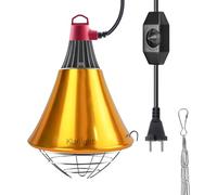 Klarlight Calefactora Infrarrojo Regulable, Reflector con Rejilla Protectora, 2m de Cable, Max. 275W, Calentador para Casas de Cachorros, Pollitos y Cerdos (Sin Bombilla)