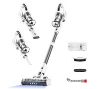 Klarpul Aspiradora Inalámbrica, 600W 50KPa, 65Mins de Autonomía, Carga Rápida, con Luz LED Pantalla Táctil, Ligera, para el Hogar, Ideal para Pelo de Mascotas/Alfombras/Suelos, Blanco