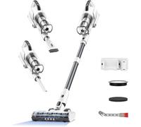 Klarpul Aspiradora sin Cable, 600W 50KPA 65min de Autonomía con Carga Rápida, Aspiradora Vertical Autoportante con Luz LED y Pantalla Táctil para el Hogar, Ligera, para Pelo de Mascotas/Alfombras