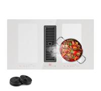 Klarstein 2 en 1 placa de inducción con campana extractora para islas, mesa de cocción de 4 anillos con Flex Zone, control táctil, campana extractora 391 m³/h, clase energética