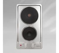 Klarstein Appetito Domino - Placa de cocción eléctrica, Potencia 3000 W, 2 reguladores con 6 niveles, 2 placas de cocción, Superficie de acero inoxidable, luz LED, Dimensiones 29 x 6 x 51 cm, Plateado