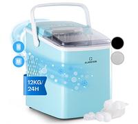 Klarstein Arctic Porter - Máquina de hielo, Hasta 12kg/24h, 2 tamaños, Potencia 120 W, Tiempo producción 8 min, 9 cubitos por ciclo, Depósito 2 L, Pantalla LCD, Control táctil, Programable, Azul